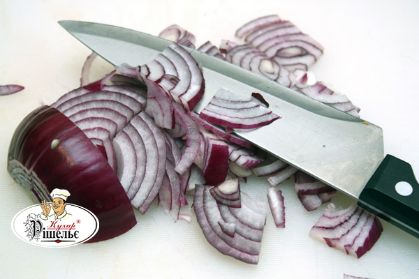 Onion sliced in quarter rings